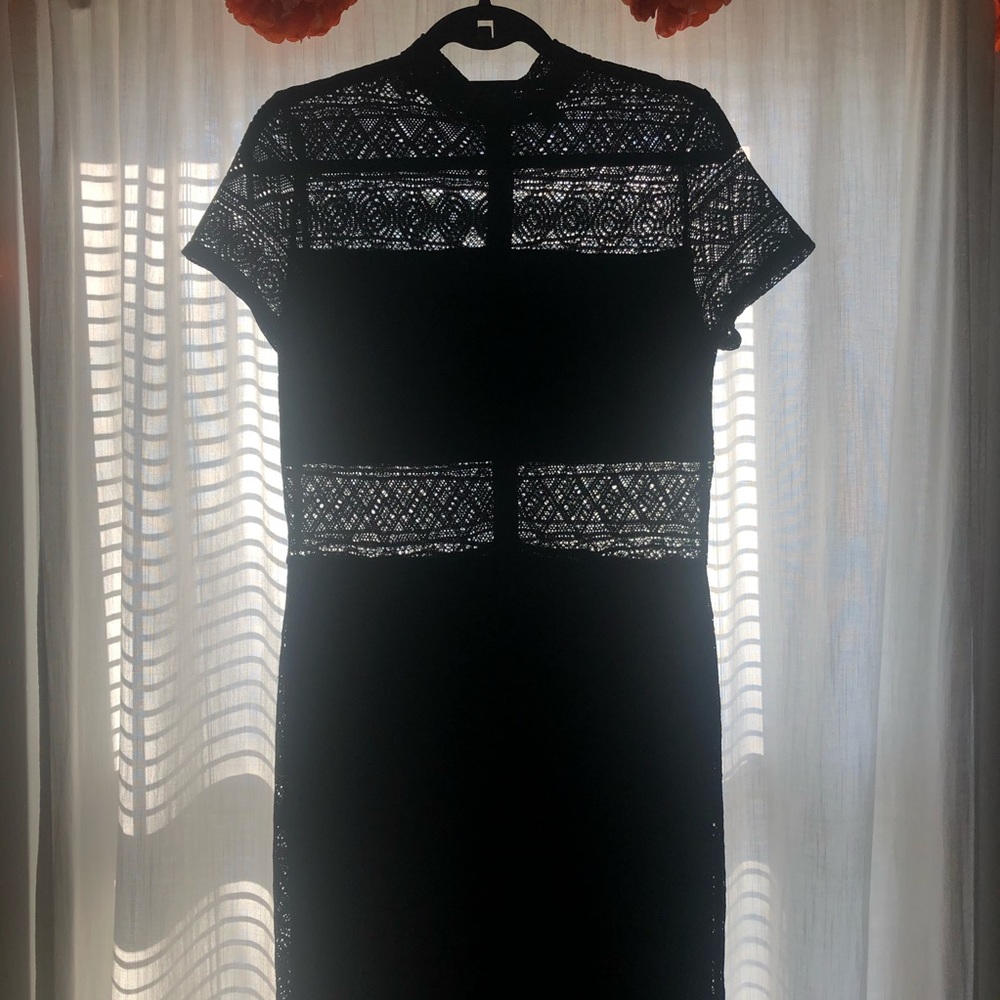 Mock Neck Sheer Cutout Maxi Dress